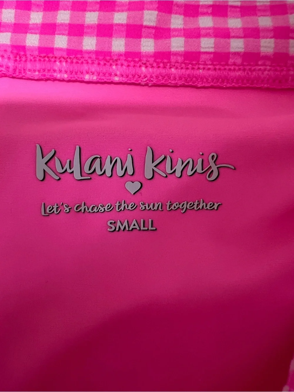 Kulani Kinis Pink Gingham Bikini Set S NWT Halter Top High Waist Cheeky Shorts